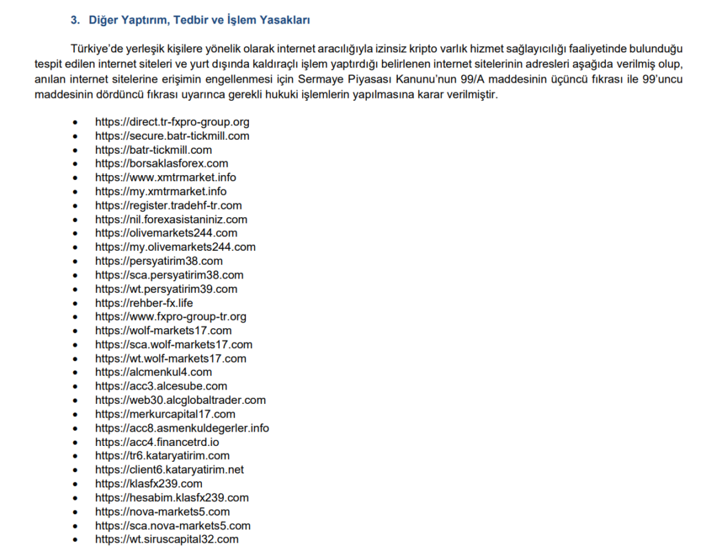 SPK’dan tam 31 internet sitesine erişim engeli kararı 1 HABERLER, Gündemdekiler, Piyasa Haberleri Xekonomi SPK’dan tam 31 internet sitesine erişim engeli kararı HABERLER, Gündemdekiler, Piyasa Haberleri Xekonomi